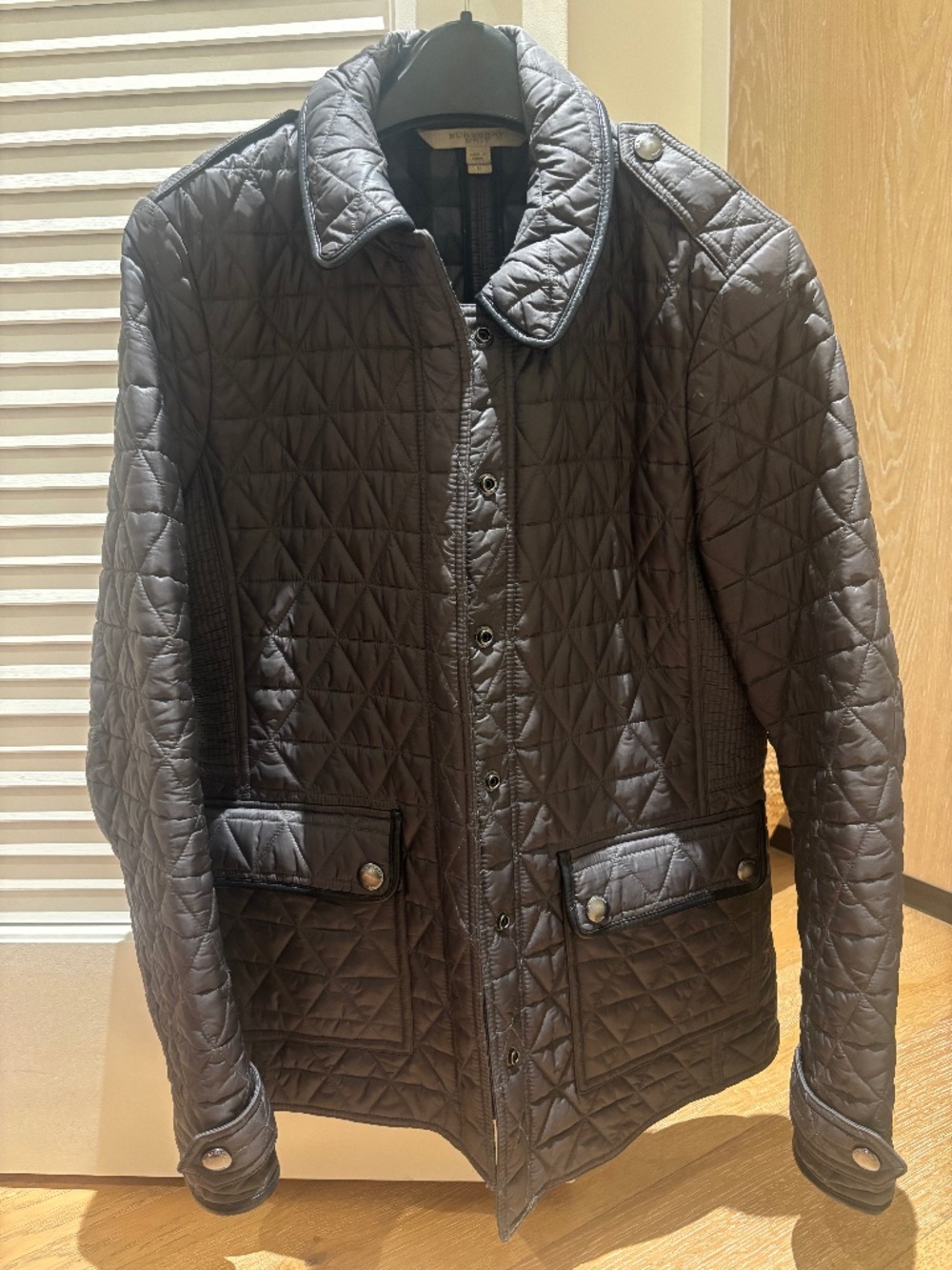 Burberry Brit Leather Trim Quilted Raincoat